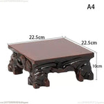 support bois sculpté motifs floraux artisanal miniature collection marron foncé