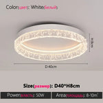 plafonnier led moderne orné cristaux blanc noir circulaire élégant surface interrupteur bouton lumière neutre