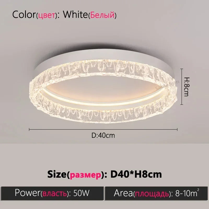plafonnier led moderne orné cristaux blanc noir circulaire élégant surface interrupteur bouton lumière neutre