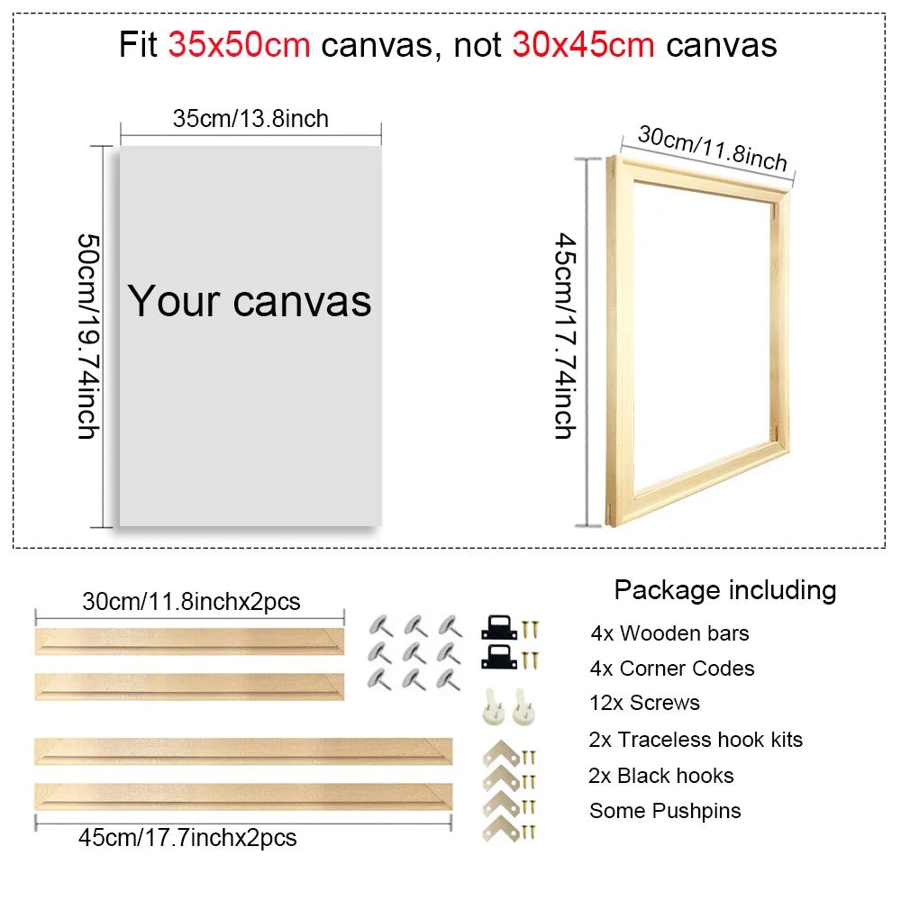 cadres peinture bois naturel moderne tringles adhésif 20x30cm 25x35cm 30x40cm