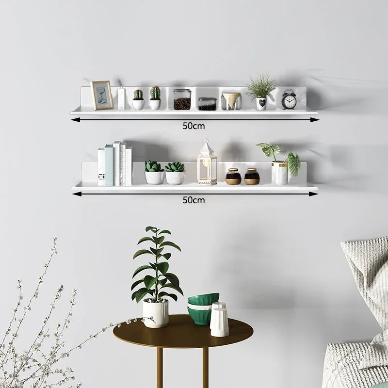 étagères flottantes métal blanc noir minimaliste moderne murale sans perçage transparentes multifonctionnels
