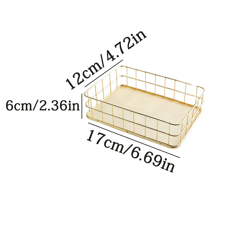 paniers rangement métal or rose gold maille fine moderne minimaliste respectueux environnement multifonctionnels