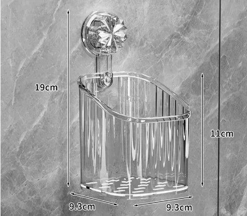 panier rangement mural transparent rayures moderne fixation suction cosmétiques flacons toilette