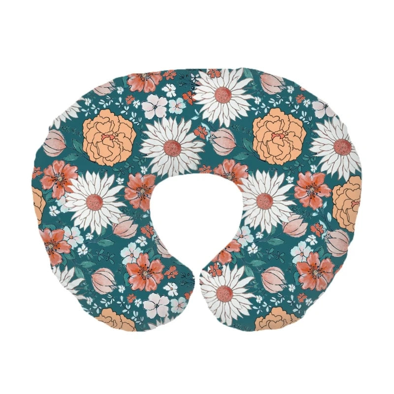 coussin bébé housse coton bleu motifs floraux animaux moderne doux floral abstrait