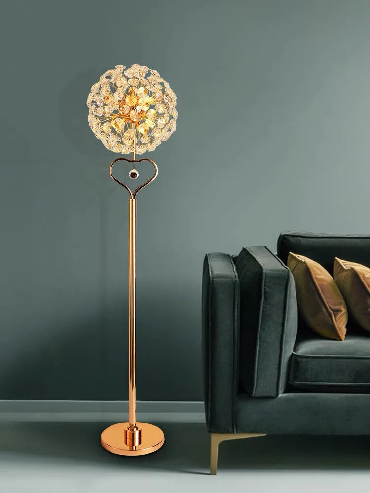 lampe sol moderne or cristal élégante base plate chambre coucher led