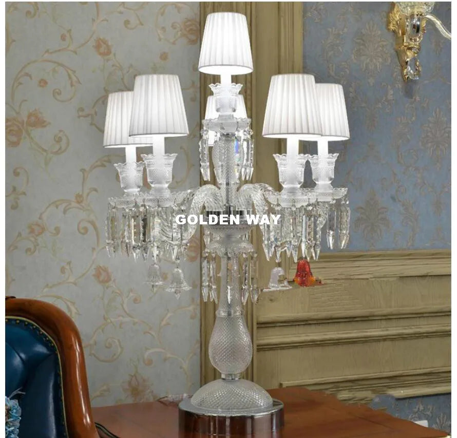lampe poser transparente blanche cristal abat jour classique interrupteur bouton chambre coucher led 16w