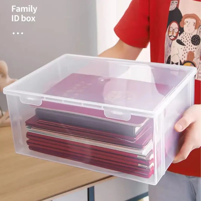 boîtes rangement transparentes empilables plastique moderne garage papier stylos poignées grande capacité documents