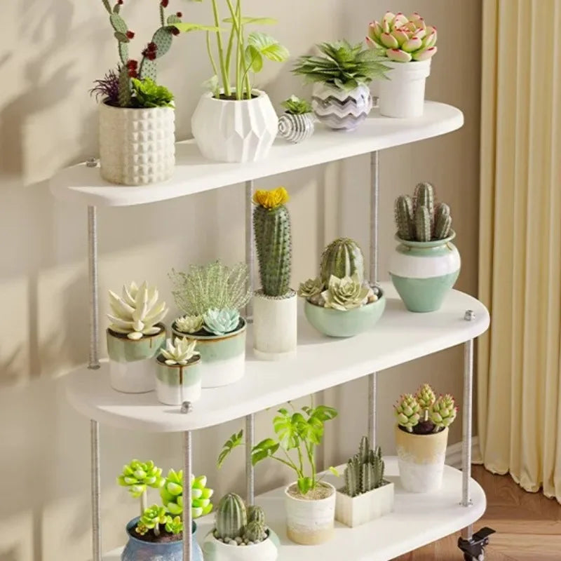 étagère roulettes moderne blanche plateau lisse plante pot balcon salonintérieur multifonctionnelle décoration mobilier