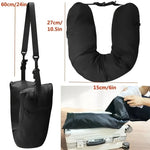 oreiller voyage forme noir clip poche zippée fibre polyester moderne portable auto remplissage