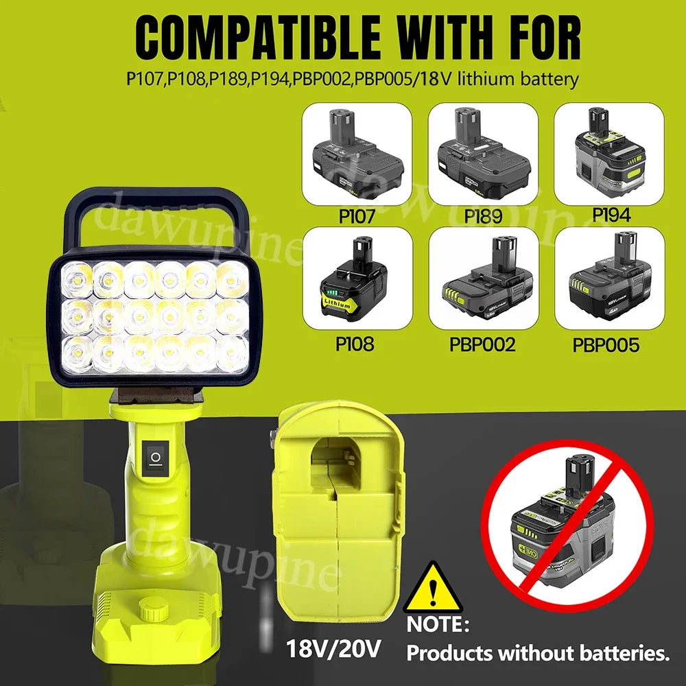 lampe travail led rechargeable vert fluo moderne portable abs opacity poignée cem certification
