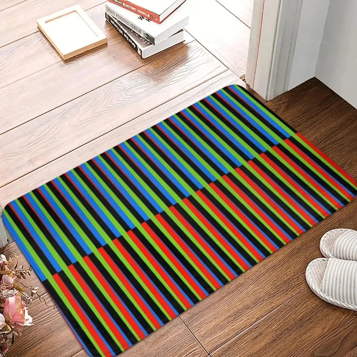 tapis sol moderne multicolore rayures antidérapant résistant décoloration entrée bain extérieur 30x50cm 40x60cm