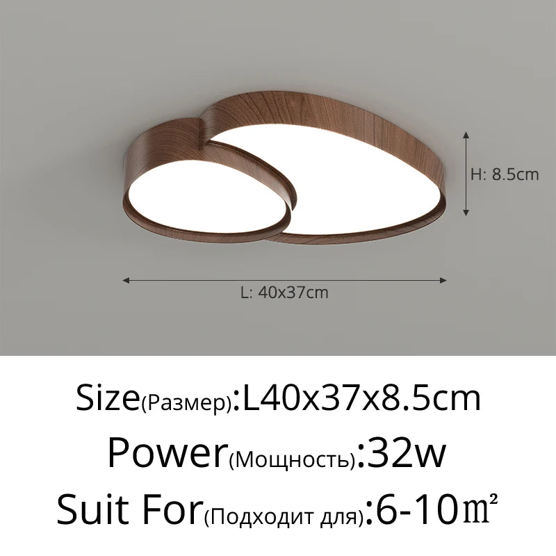 plafonnier moderne minimaliste plusieurs sources lumineuses éclairage blanc bois grainé