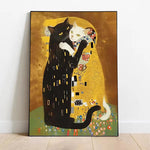 toile d'art abstraite chat noir blanc art nouveau sans cadre