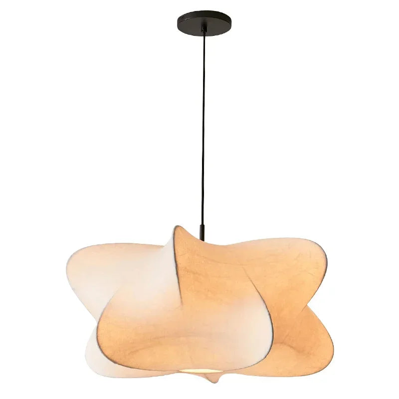 suspension soie blanche motif organique contemporaine luminaire chambre hall kitchen 40cm 50cm 60cm