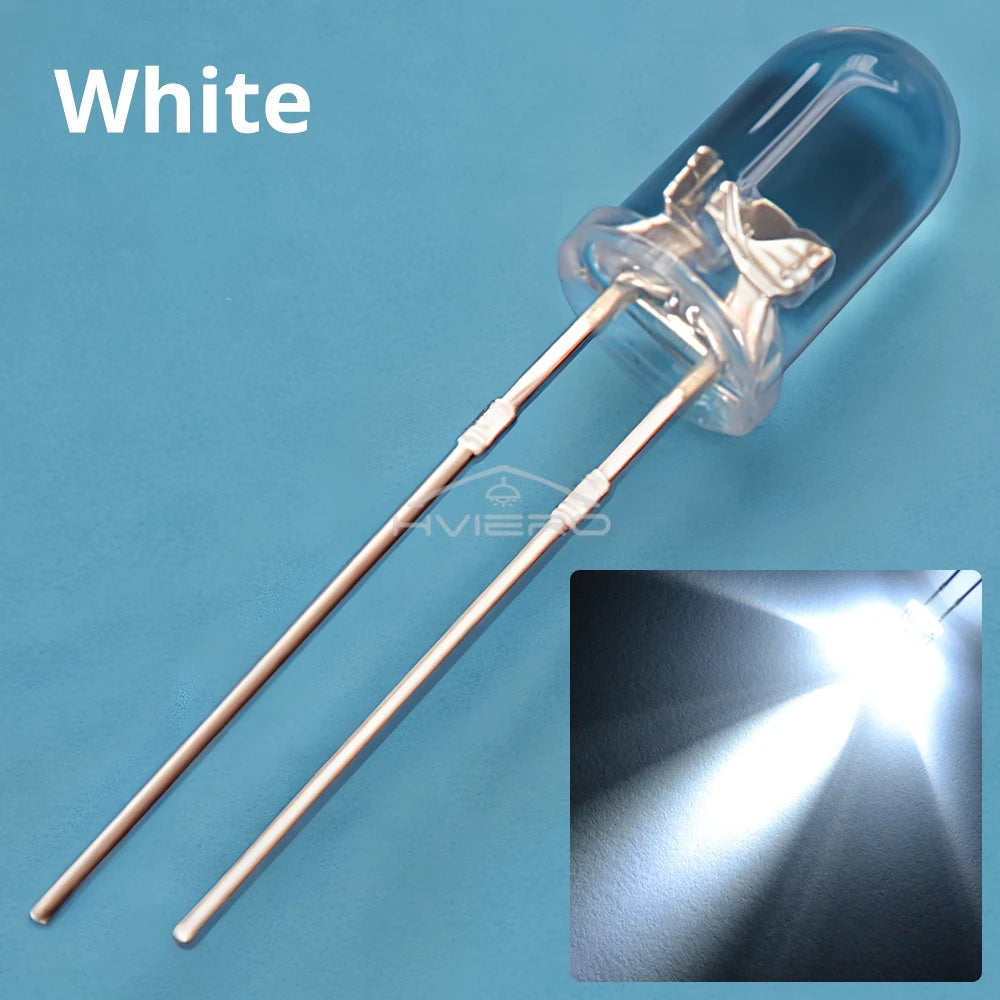 diodes led bleu vert rouge blanc chaud jaune rose violet orange 20000h 5mm round