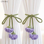 attaches rideaux fleurs tissu coton vert blanc violet orange floral champêtre