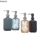 distributeur savon liquide bleu clair moderne texture géométrique noir gris