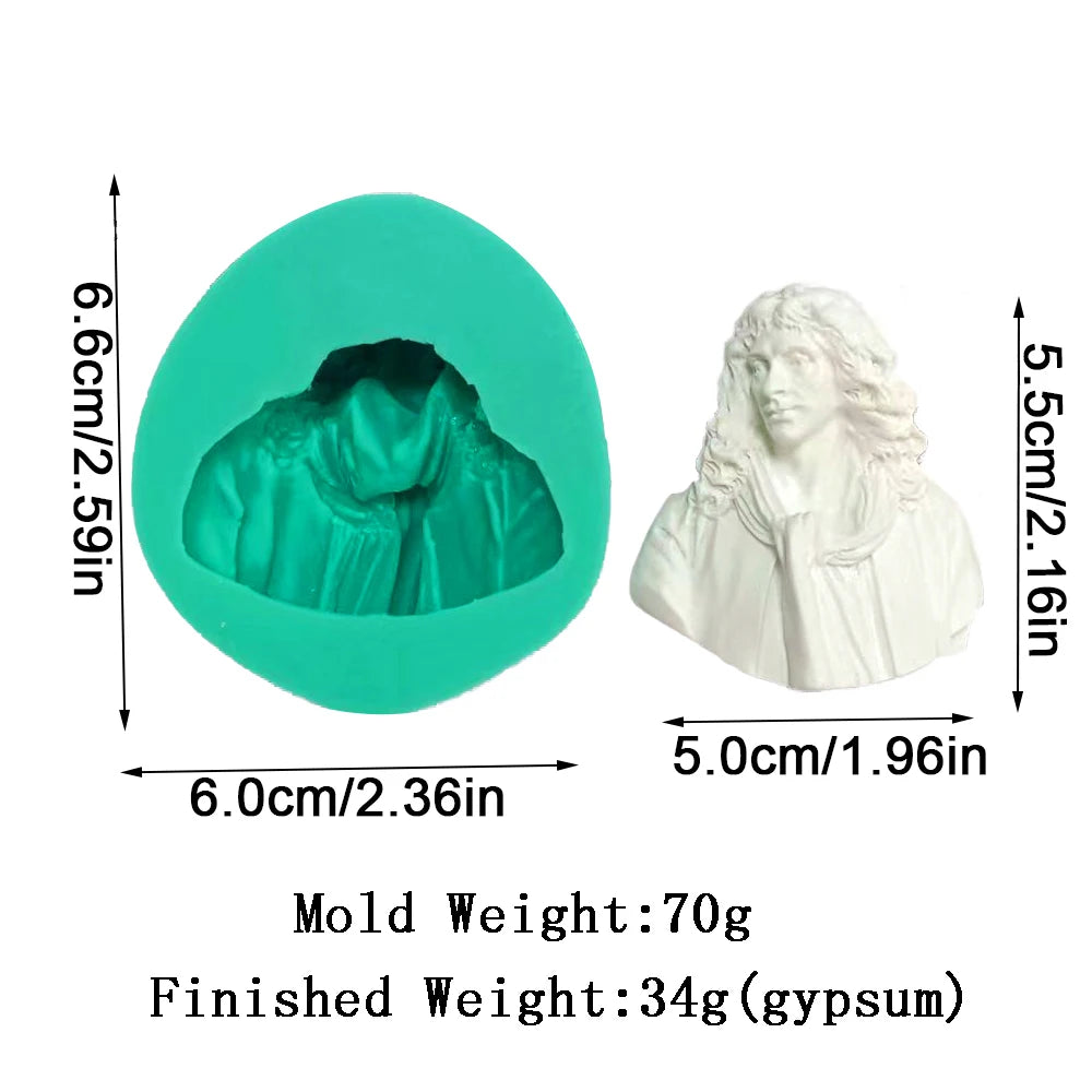 moules silicone bustes sculptés classiques aromathérapie gypse résine époxy decoration gâteau blanc vert