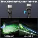 lampe torche led rechargeable usb affichage numerique etanche ipx8 longue durée camping noir texturé