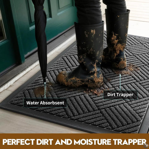 tapis d'entrée moderne noir rayures diagonales imperméable antidérapant garage porte sol