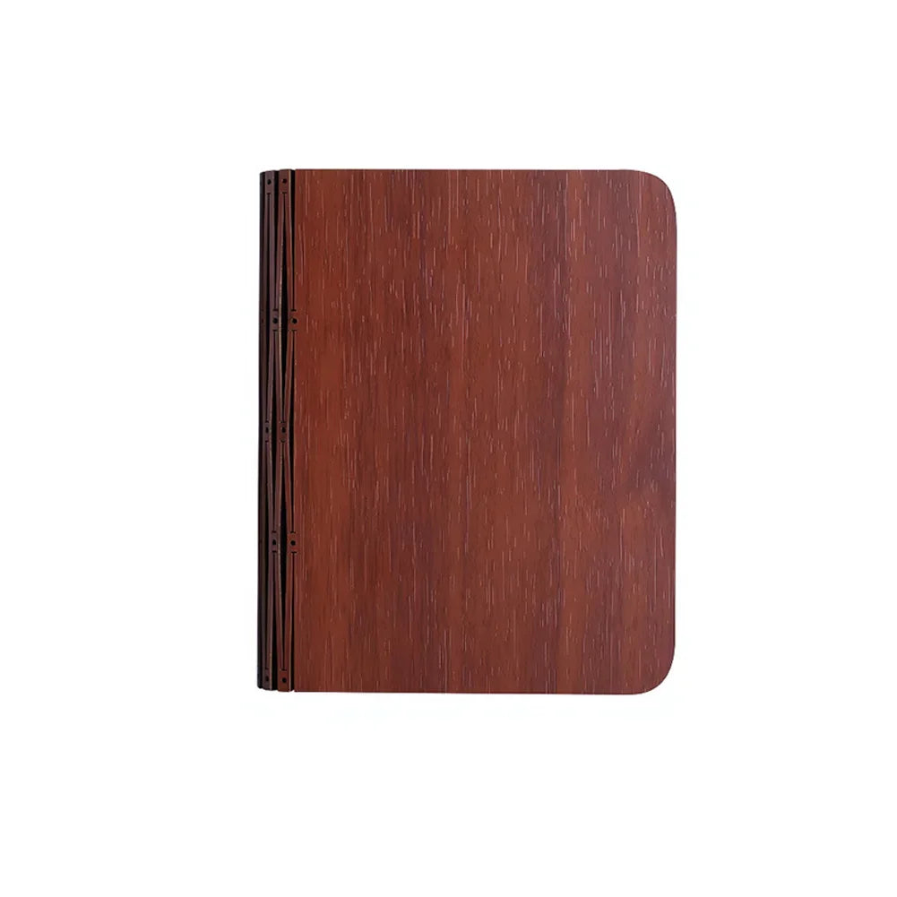 lampe lecture forme livre blanc brun foncé moderne pli bois led rechargeable table chambre