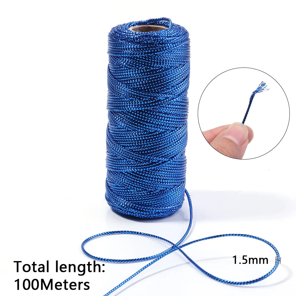 ficelle polyester 100m 1.5mm glitter violet doré bleu vert rouge moderne boîte cadeau fleur