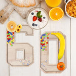 lettres décoratives bois numérotées fruits bonbons anniversaire enfant moderne festive