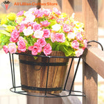 support mural pots fleurs noir blanc marron grille feuilles moderne crochetsextérieur jardin balcon