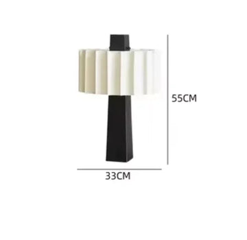 lampe table moderne noire blanche diffuseur tissu rayures horizontales