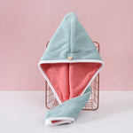 serviette cheveux microfibre rapide séchage rose gris bleu clair bordure blanche élastique moderne confortable