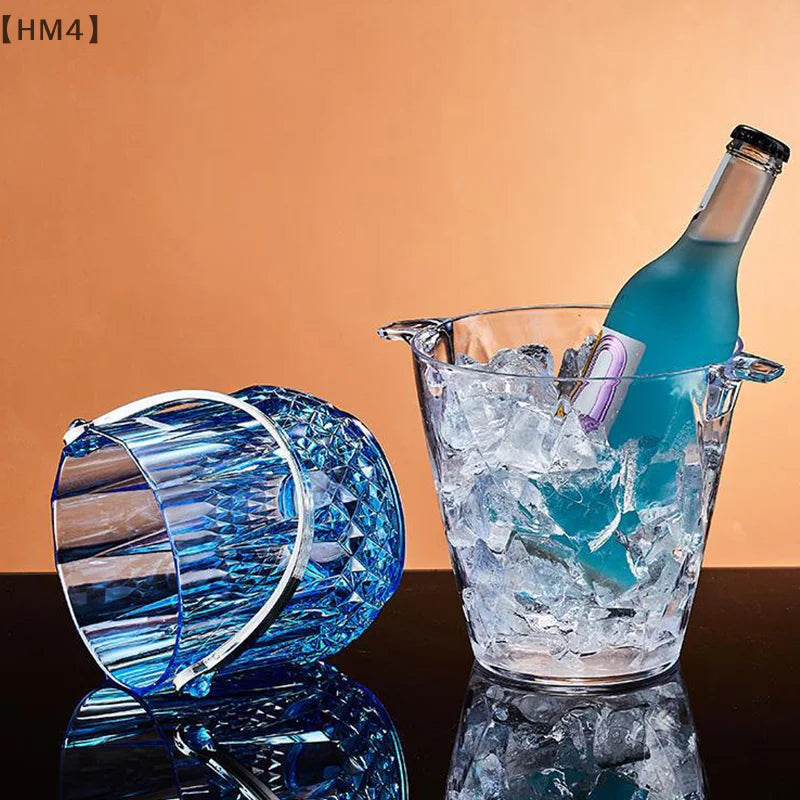 seau glace transparent moderne élégant bleu violet noir diamant acrylique poignée glaçons