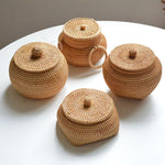 paniers rangement osier tissé naturel couvercle réutilisable respectueux environnement traditionnel artisanal