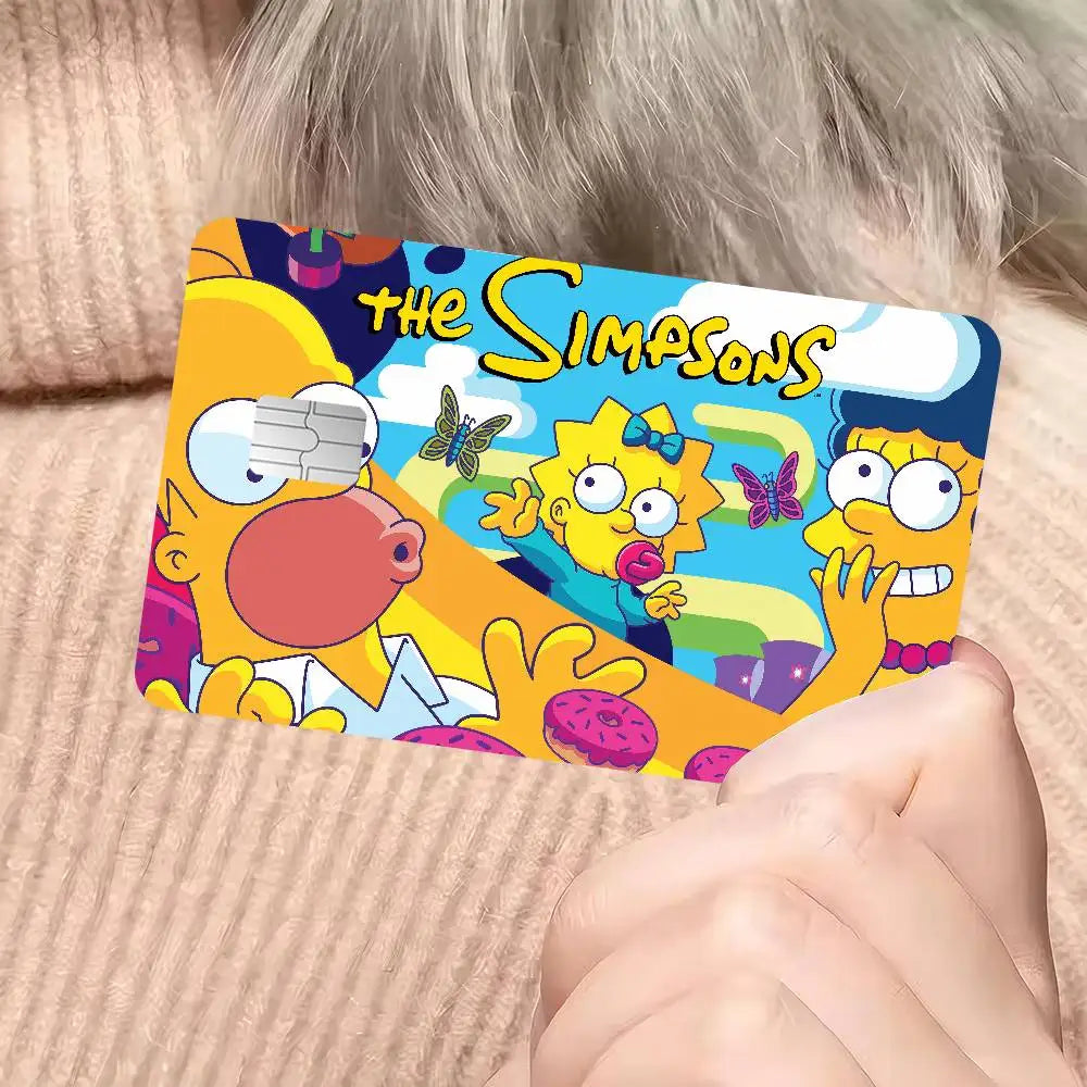 autocollants dessins animés simpsons fortnite cartes bancaires réutilisables imperméables pop art multicolores adultes femmes