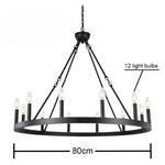 lustre moderne rustique noir multiple branches 20 ampoules E12 chaines suspension salon salle manger