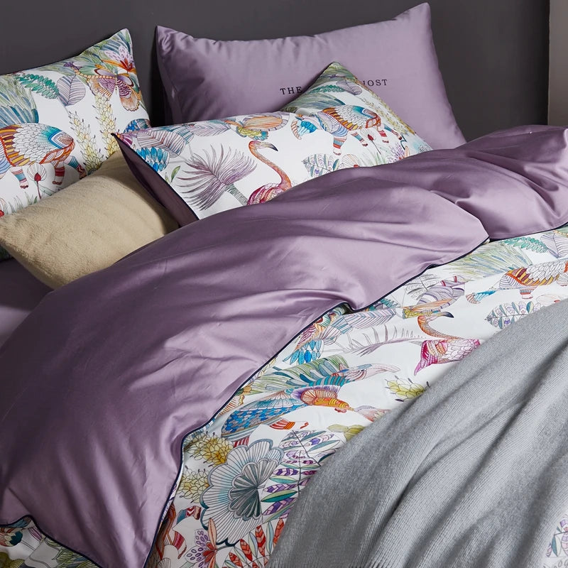 Ensemble literie 4 pièces coton égyptien avec housse de couette et taies d'oreiller