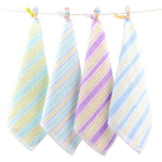serviette coton rayée bleu clair vert rose jaune rapide absorption douce face salle bain