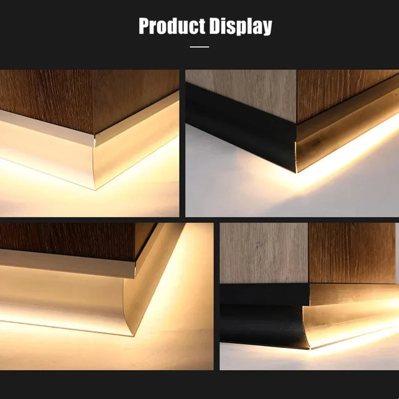 plinthes led noir blanc doré gris lisses contemporaines clips fixation h50 80mm