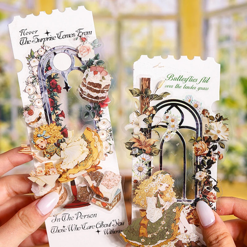 autocollants vintage multicolores personnages illustrations scènes cuisine campagne jardin opaques bricolage scrapbooking