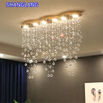 lampe suspendue moderne transparente cristal dorées élégante gouttees 100w 24v led