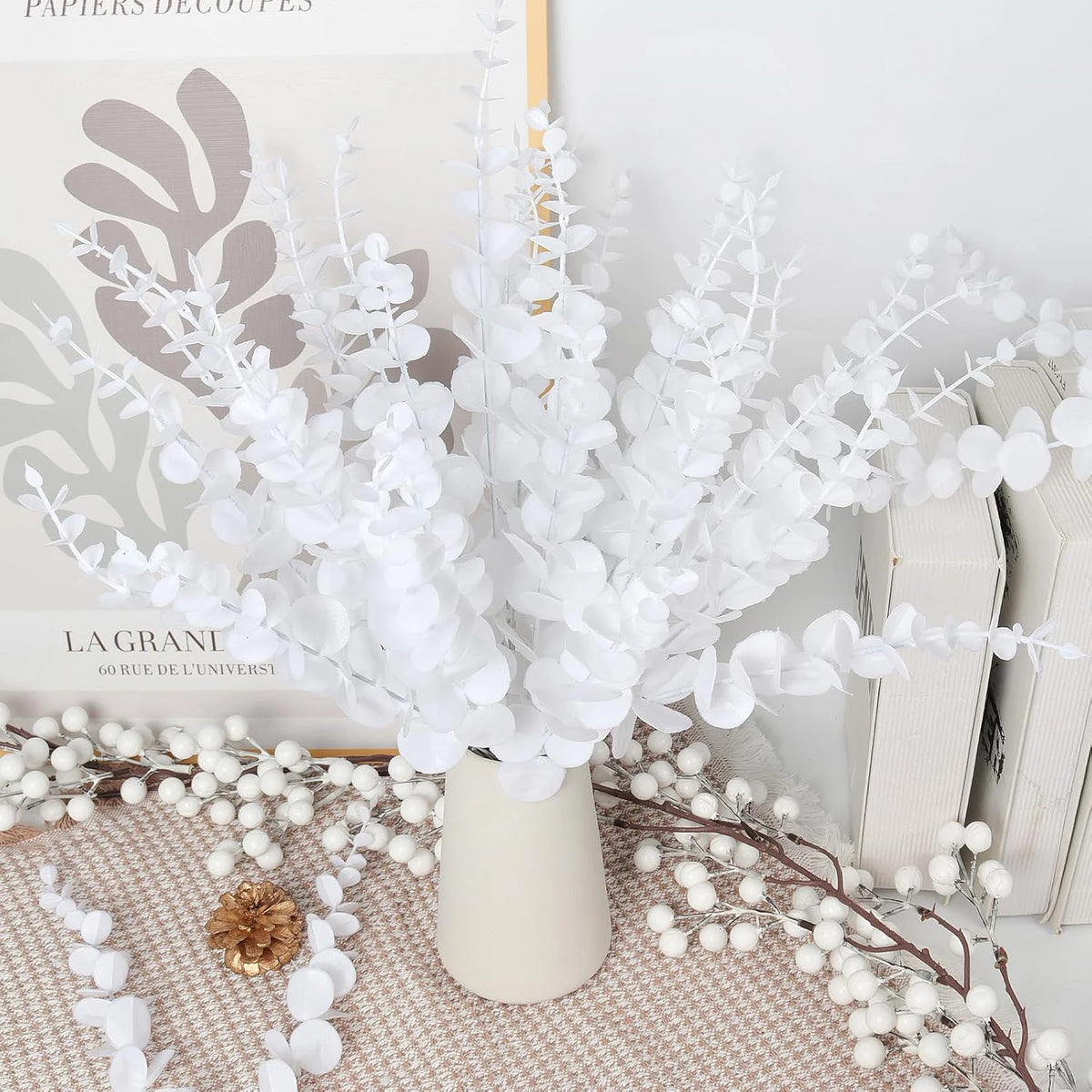 feuilles eucalyptus artificielles multicolores branches décoratives fleurs séchées bouquet mariage décoration intérieur vase naturel
