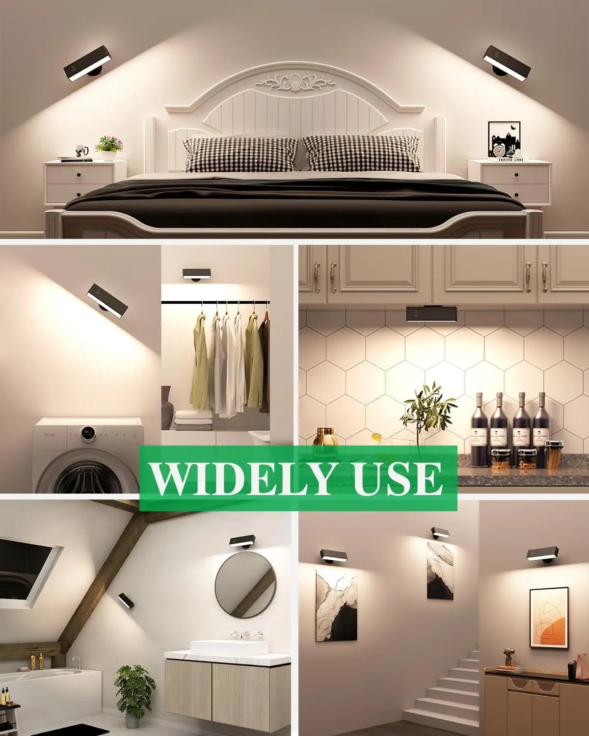 Rotation à 360 degrés de l'applique murale LED, montrant sa flexibilité d'éclairage