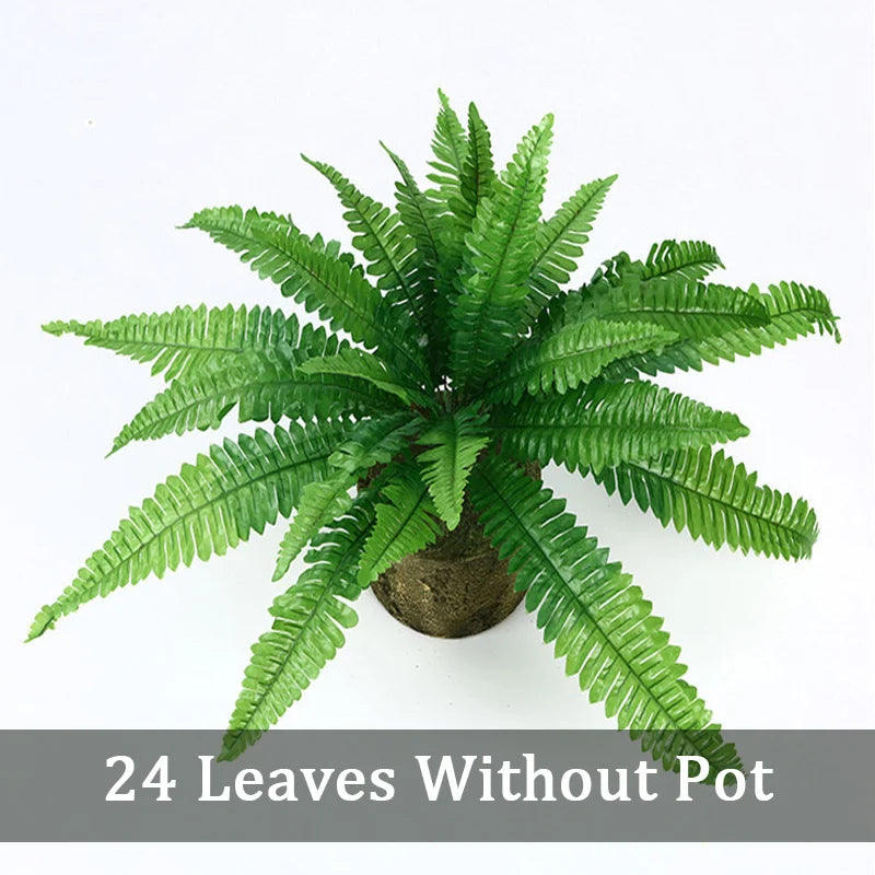plantes artificielles vertes feuilles fines pot noir moderne extérieur décoration fêtes jardins maison