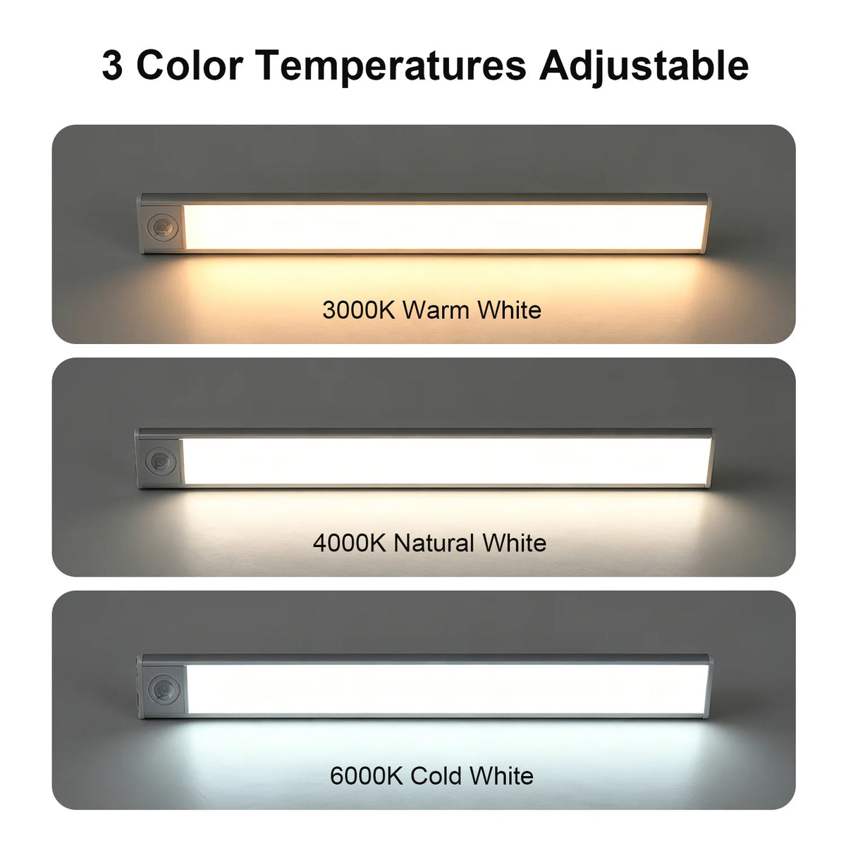 lampe led armoire rechargeable capteur mouvement placard cuisine veilleuse rechargeable intensité variable blanc noir