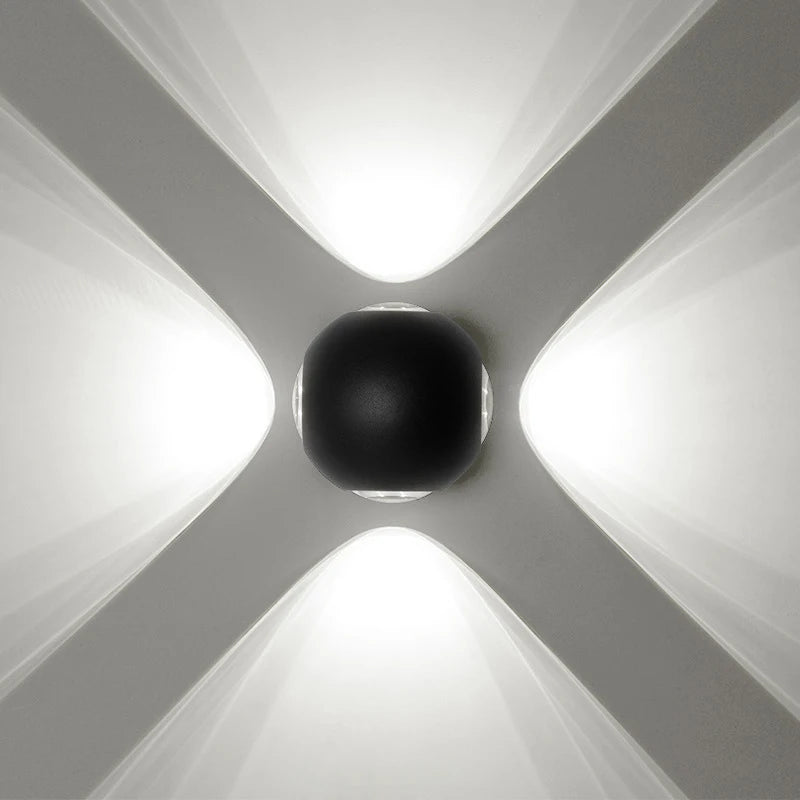 applique murale led moderne sphérique noir blanc 12w 6w 4lumièresextérieurhydrofugue