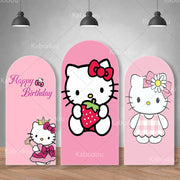 décoration anniversaire hello kitty panneau rose blanc illustrations enfantines opaques