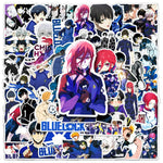 sticker anime personnages textes bleu lock chigo goal shi team football noir blanc