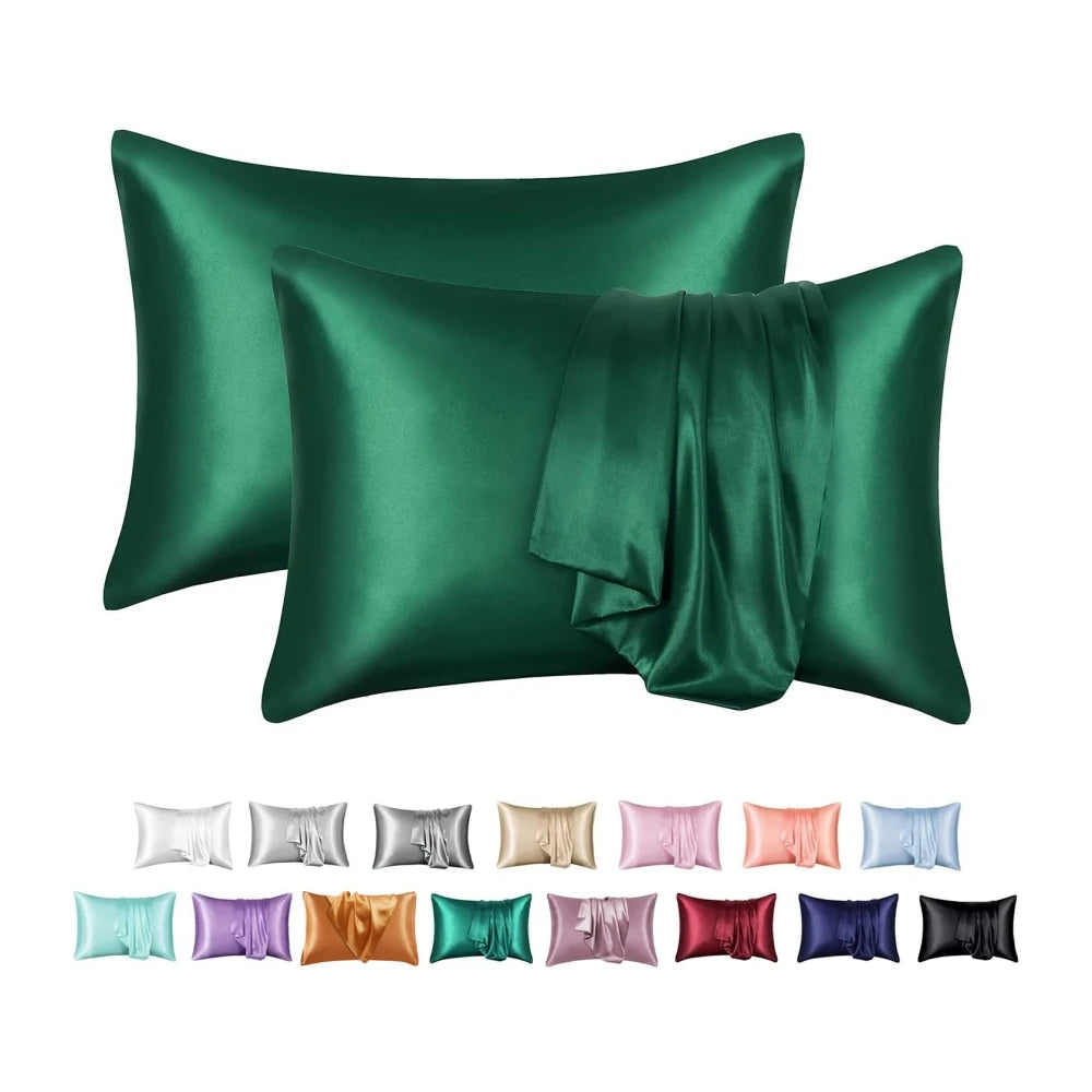 protège oreiller moderne soie brillante housse protection lit élégante couleur unie