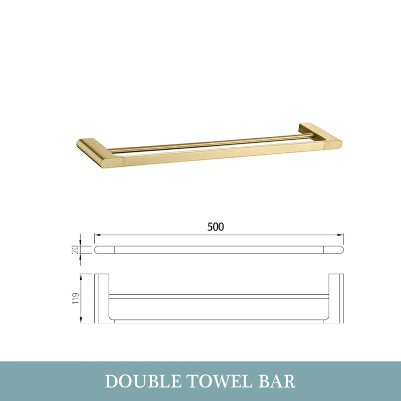 accessoires salle bain doré moderne porte serviettes fixations murales ensemble quincaillerie