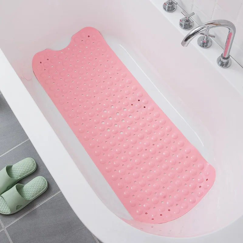 tapis bain antidérapant 40x100cm bleu clair rose pâle blanc noir moderne perforations adhésif salle
