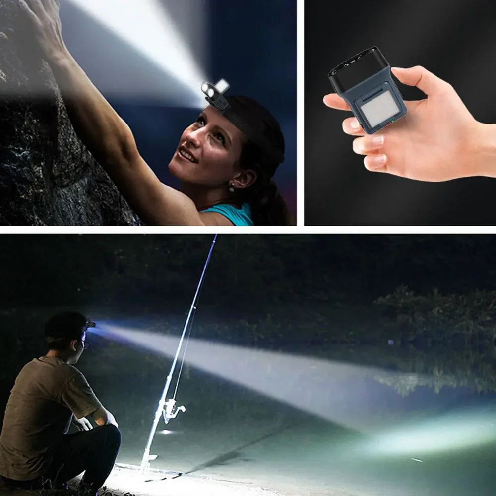 lampe frontale led étanche clipser sauveteur noir bleu moderne pêche camping aste haute luminosité